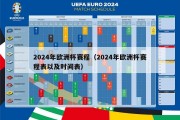 2024年欧洲杯赛程（2024年欧洲杯赛程表以及时间表）
